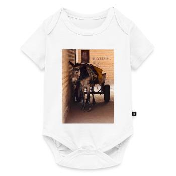 Donkey with a cart in the dark - Baby Premium short-sleeve bodysuit - white - Front