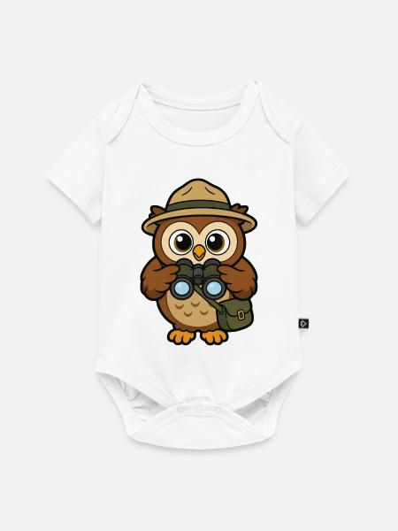 Abenteuerliche Eulen-Entdecker - Baby Premium Kurzarmbody - Weiß
