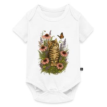 Floral Kitten in Bloom - Baby Premium short-sleeve bodysuit - white - Front
