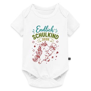 Endlich Schulkind 2026 Unicorn - Baby Premium Kurzarmbody - Weiß - Vorne