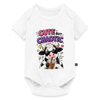 Süß aber chaotisch - Kuh mit Eiskaffee - Baby Premium Kurzarmbody - Weiß - Vorne