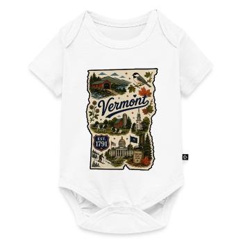 Vermont Green Mountain State Vintage-Aufkleber - Baby Premium Kurzarmbody - Weiß - Vorne