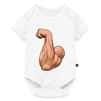 Muskelarm Flex-Illustration (Armdrücken Unterarm) - Baby Premium Kurzarmbody - Weiß - Vorne