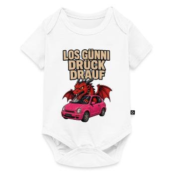 Drache Günni im pinken Flitzer - Baby Premium Kurzarmbody - Weiß - Vorne