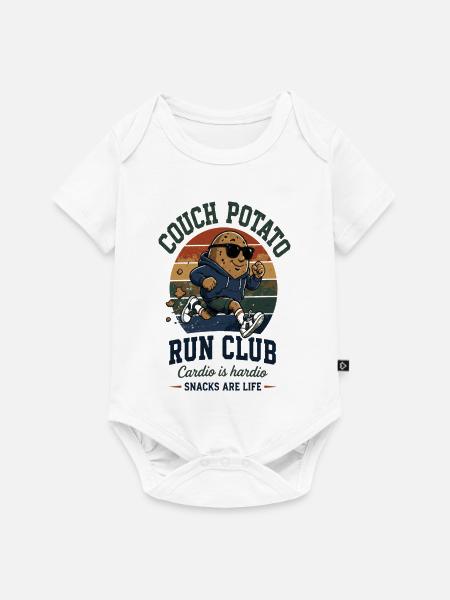 Couch Potato Run Club Retro - Baby Premium Kurzarmbody - Weiß