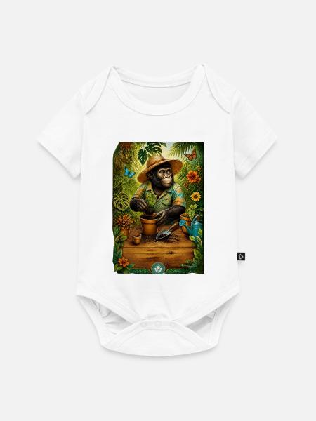 Gärtner-Gorilla liebt Pflanzen - Baby Premium Kurzarmbody - Weiß