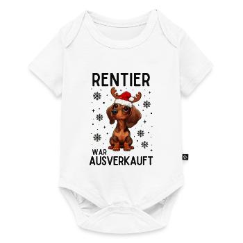 Rentier-Dackel Weihnachtshund - Baby Premium Kurzarmbody - Weiß - Vorne