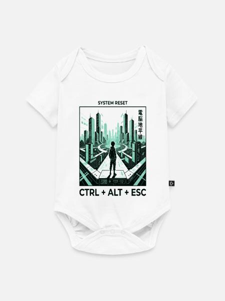 Cyberpunk Skyline Ctrl Alt Esc - Baby Premium Kurzarmbody - Weiß