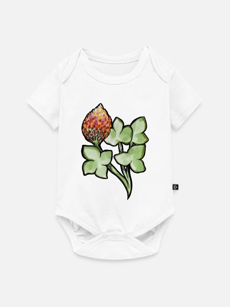 Aquarell Protea mit Kleeblättern - Baby Premium Kurzarmbody - Weiß