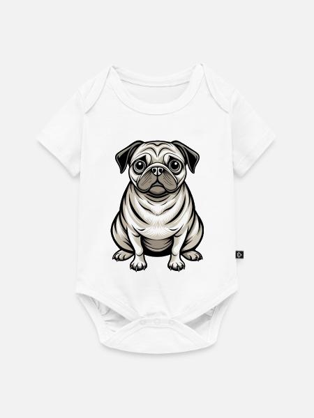 Mopshund-Sitten - Baby Premium Kurzarmbody - Weiß