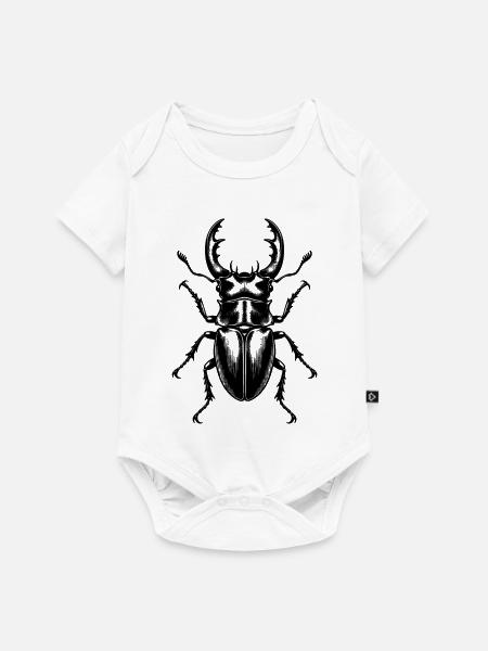 Hirschkäfer – Detaillierte Schwarz Weiß Gravur - Baby Premium Kurzarmbody - Weiß