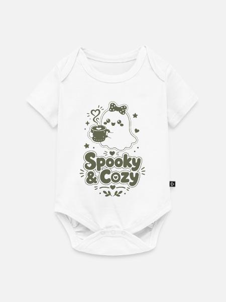 Spooky & Cozy Geisterkaffee - Baby Premium Kurzarmbody - Weiß