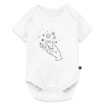 Main lune espace sombre - Body à manches courtes Premium Bébé - blanc - Devant