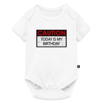 Caution - Birthday (Geburtstag) - Baby Premium Kurzarmbody - Weiß - Vorne