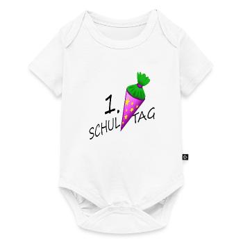 Schultüte - Pink mit Sternen - Baby Premium Kurzarmbody - Weiß - Vorne