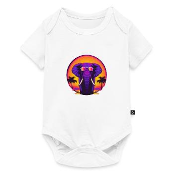 Synthwave Elephant African Sunset - Baby Premium short-sleeve bodysuit - white - Front