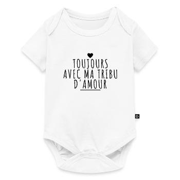 Toujours avec ma tribu d'amour. cœur - Body à manches courtes Premium Bébé - blanc - Devant