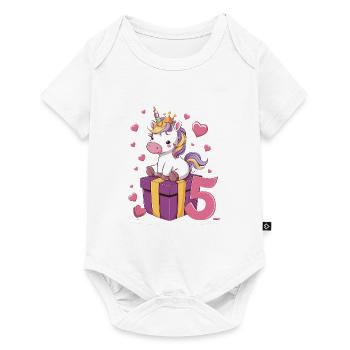 Licorne - 5e anniversaire - 5 ans - Body à manches courtes Premium Bébé - blanc - Devant