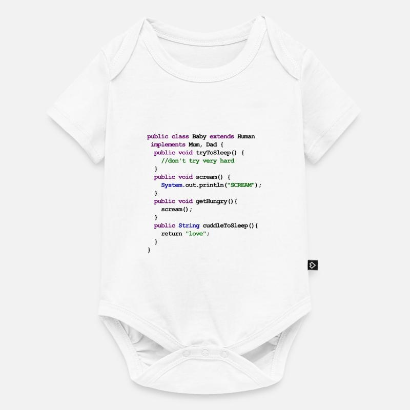 Java Code New Baby - Kuscheln - Baby Premium Kurzarmbody - Weiß