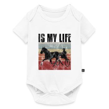 Ma vie est-elle Trabreiter Trabrennen Trabreiten Retro - Body à manches courtes Premium Bébé - blanc - Devant