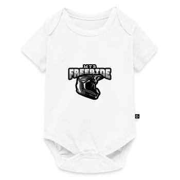 mtb mountain bike freeride with helmet - Baby Premium short-sleeve bodysuit - white - Front