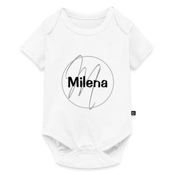 Milena Name First Name Circle Calligraphy - Baby Premium short-sleeve bodysuit - white - Front