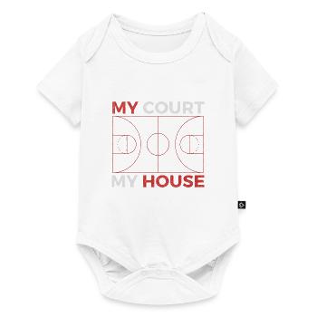 MY COURT MY HOUSE BASKETBALL RED GREY GRUNGE - Baby Premium short-sleeve bodysuit - white - Front