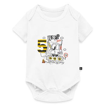 Birthday 5 Years Boy Excavator Construction Site - Baby Premium short-sleeve bodysuit - white - Front