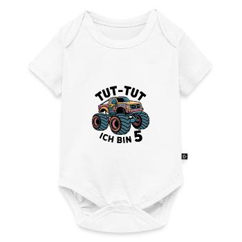 Monster Truck - Ich bin 5 - Einzigartiges Geschenk - Baby Premium Kurzarmbody - Weiß - Vorne