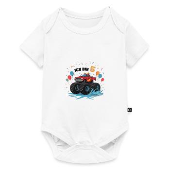 Monster Truck - Ich bin 5 - Einzigartiges Geschenk - Baby Premium Kurzarmbody - Weiß - Vorne
