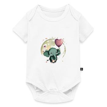 Cute baby elephant with balloon - gift idea - Baby Premium short-sleeve bodysuit - white - Front