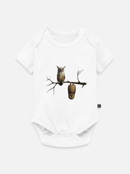 Eulen - Baby Premium Kurzarmbody - Weiß