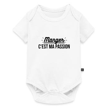 Manger c'est ma passion. tshirt humour nourriture - Body à manches courtes Premium Bébé - blanc - Devant