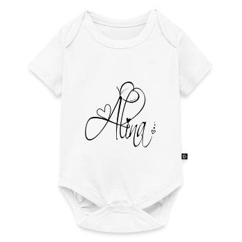 Alina Nom Prénom Fille Calligraphie Décor - Body à manches courtes Premium Bébé - blanc - Devant