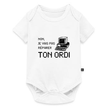 non je vais pas réparer ton ordi - Body à manches courtes Premium Bébé - blanc - Devant