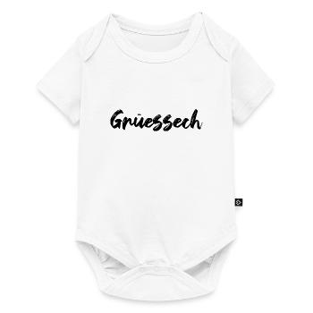 Grüessech Grüezi Begrüßung Schweiz Schweizer Swiss - Baby Premium Kurzarmbody - Weiß - Vorne