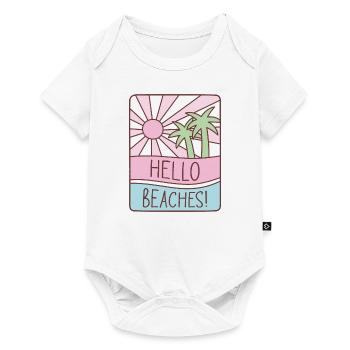 Funny Hello Beaches Pun Sunshine Pastel Summer - Baby Premium short-sleeve bodysuit - white - Front