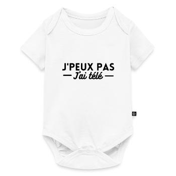 j'peux pas j'ai télé. t-shirt télévision humour - Body à manches courtes Premium Bébé - blanc - Devant