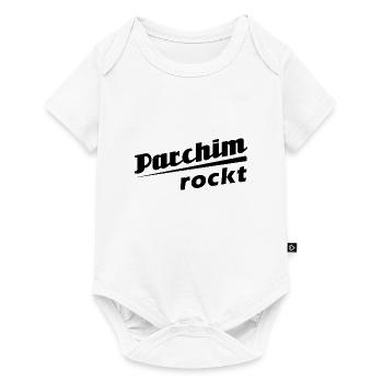 Parchim rockt - Textdesign mit Stadtnamen - Baby Premium Kurzarmbody - Weiß - Vorne