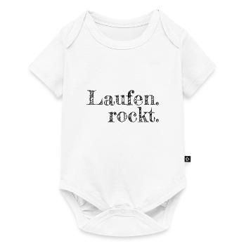 Laufen rockt - Textdesign mit Stadtnamen - Baby Premium Kurzarmbody - Weiß - Vorne