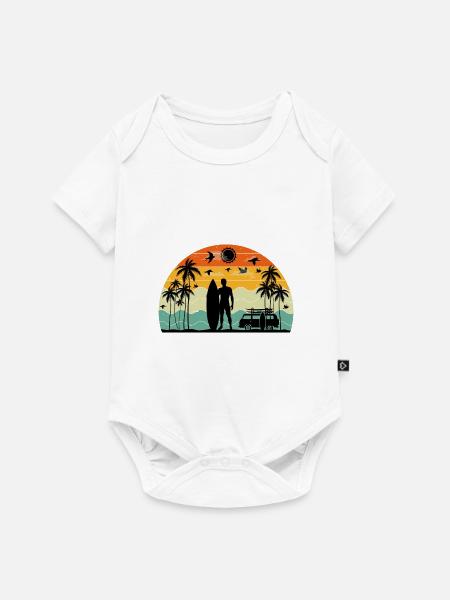 Surf Retro Sonnenuntergang - Baby Premium Kurzarmbody - Weiß