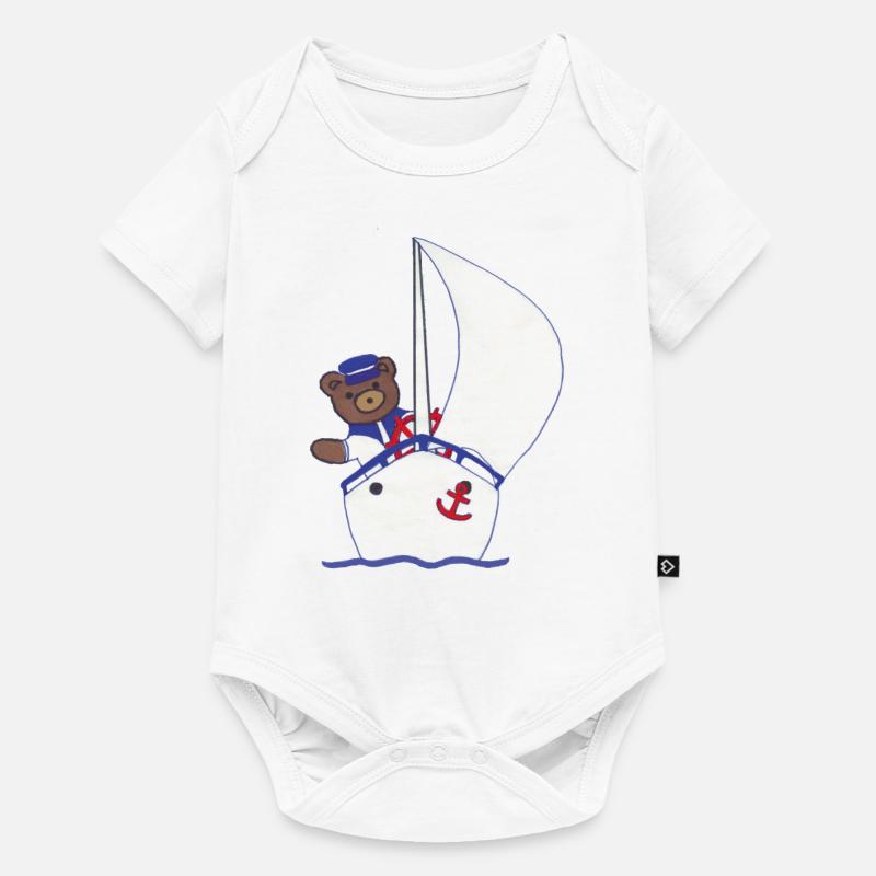 Teddy en mer - Body à manches courtes Premium Bébé - blanc