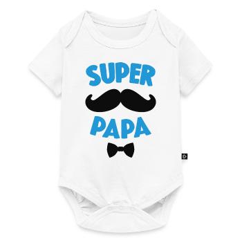 Super Papa Moustache Cadeau Fête Des Pères - Body à manches courtes Premium Bébé - blanc - Devant