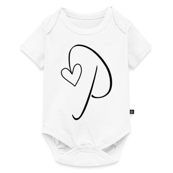 Lettre P Lettre-P Calligraphie - Body à manches courtes Premium Bébé - blanc - Devant