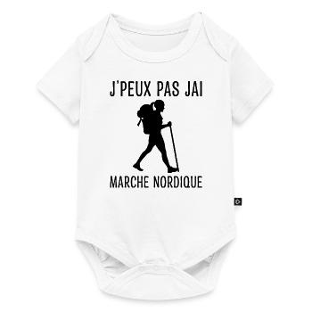 J'peux Pas J'ai Marche Nordique Femme - Body à manches courtes Premium Bébé - blanc - Devant