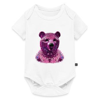 Ours, paillettes, ours rose, brillant - Body à manches courtes Premium Bébé - blanc - Devant