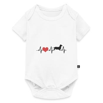 Chien à quatre pattes teckel coeur battement de cœur cadeau amour - Body à manches courtes Premium Bébé - blanc - Devant