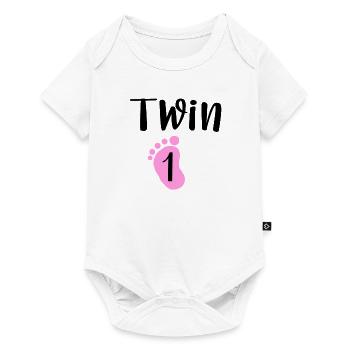 Jumeau 1 | Fille - Body à manches courtes Premium Bébé - blanc - Devant