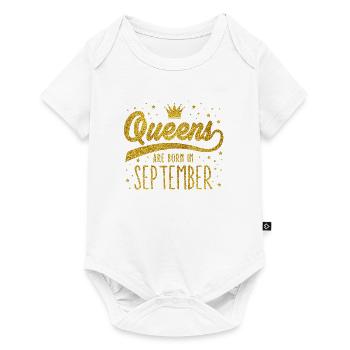 Or Glitter Queens Are Born En Septembre - Body à manches courtes Premium Bébé - blanc - Devant