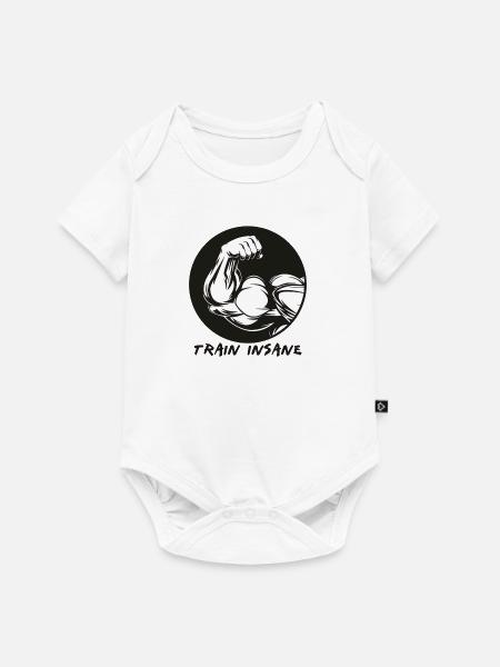 TRAIN INSANE | Fitness Motivation Muskeln - Baby Premium Kurzarmbody - Weiß